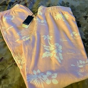 Monrow Revolve Hawaiian Elastic Waist Coral Sweatpants